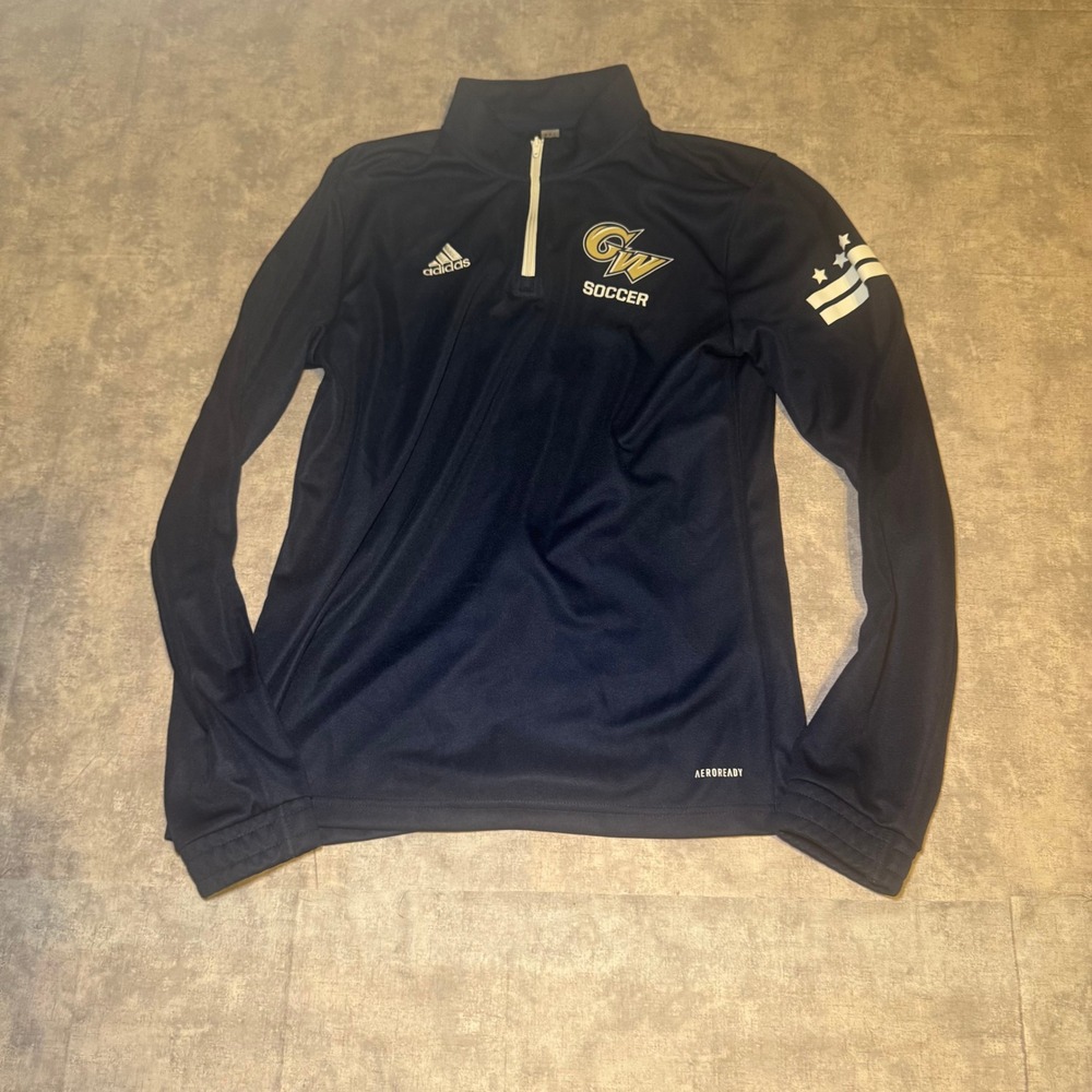 Adidas GW George Washington University Soccer Aeroready 1/4 Zip Pullover Navy L